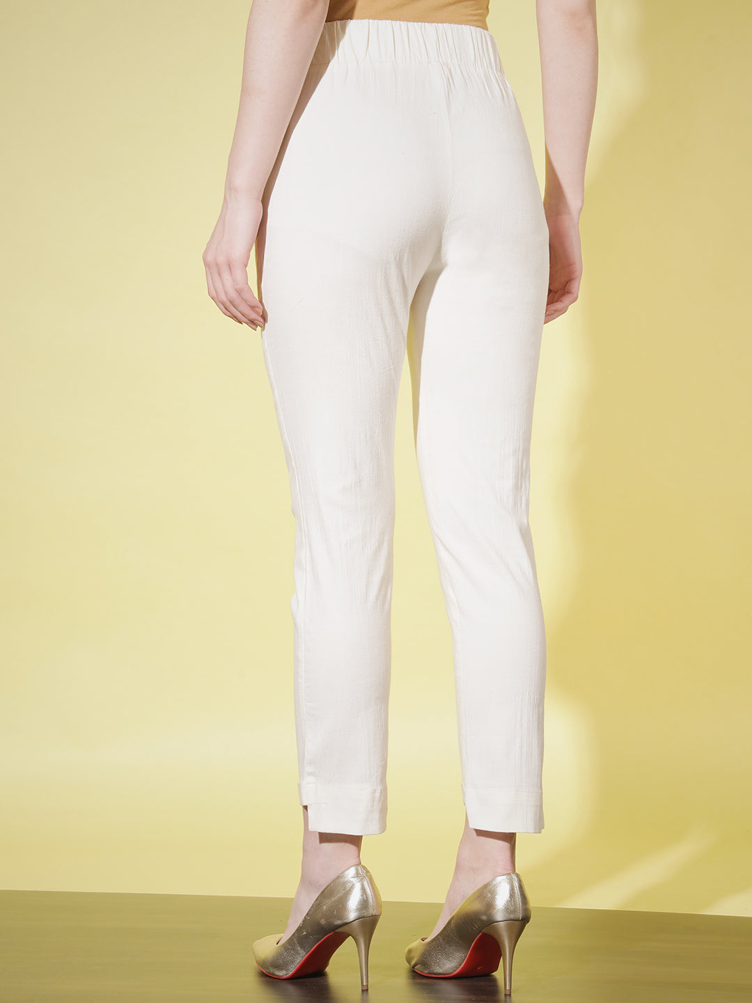 SOLID PANT WITH TIE-UPS-WHITE