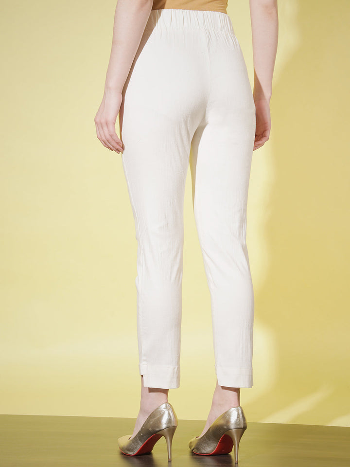 SOLID PANT WITH TIE-UPS-WHITE