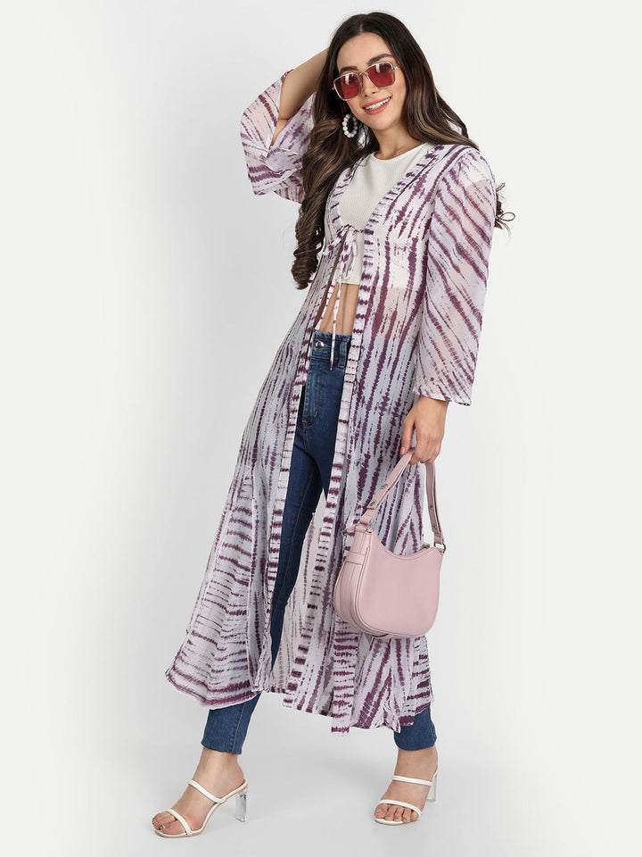 SHIBORI LONGLINE TIE-UPS SHRUG-WINE