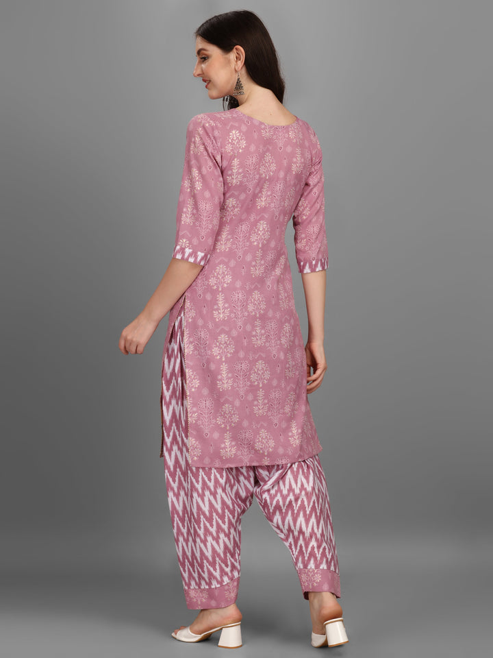 FLORAL PRINTED SALWAR KURTI SET-WINE