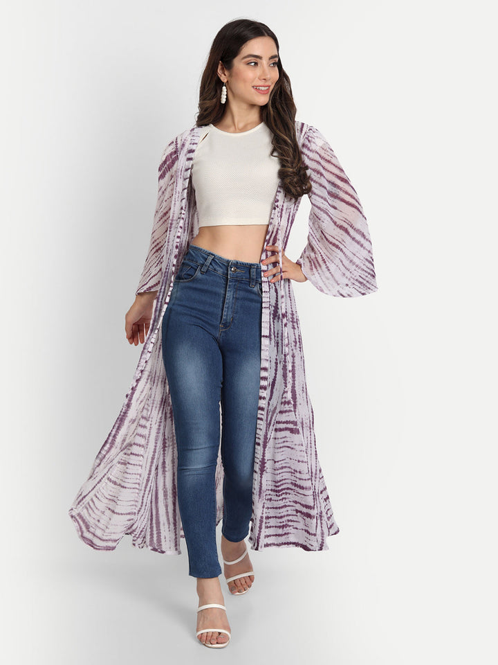 SHIBORI LONGLINE TIE-UPS SHRUG-WINE