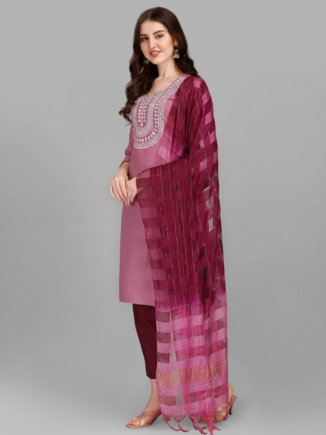 Embroidery Kurti Pant Dupatta Set