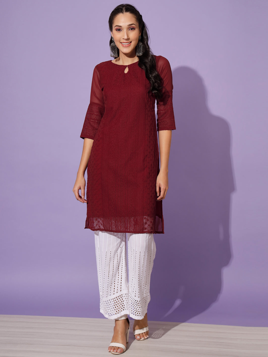 EMBROIDERY KURTI WITH PALAZZO - BLACK