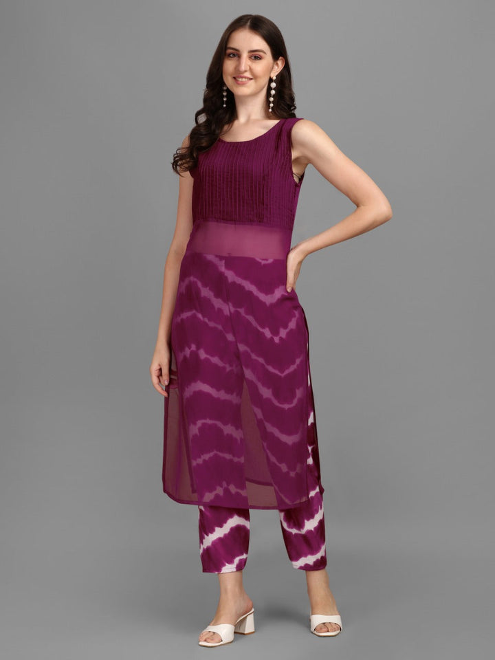 SOLID KURTI WITH PANT-WINE