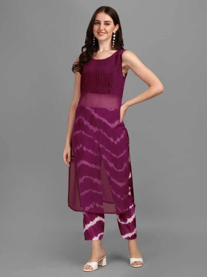 SOLID KURTI WITH PANT - RED