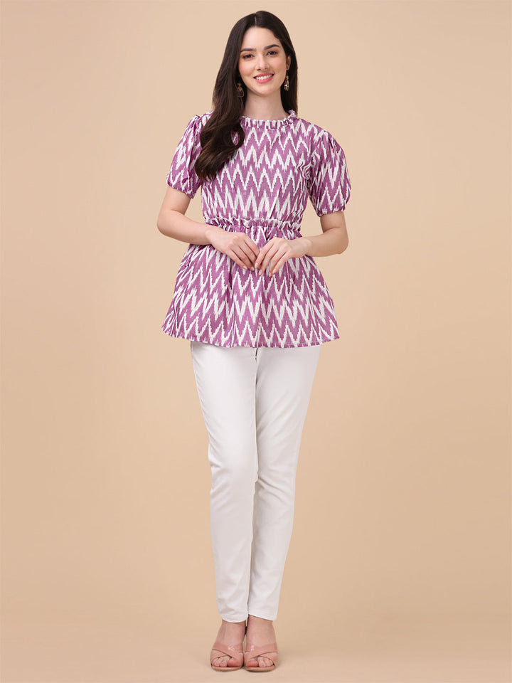 CHEVRON PRINTED TOP - WINE