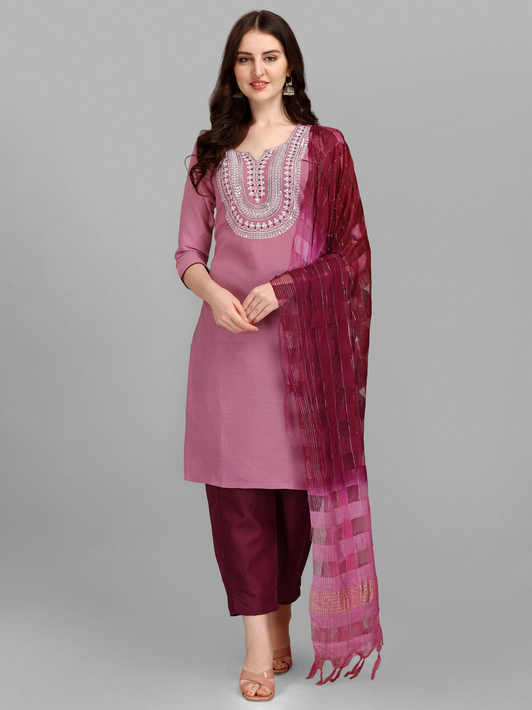 Embroidery Kurti Pant Dupatta Set