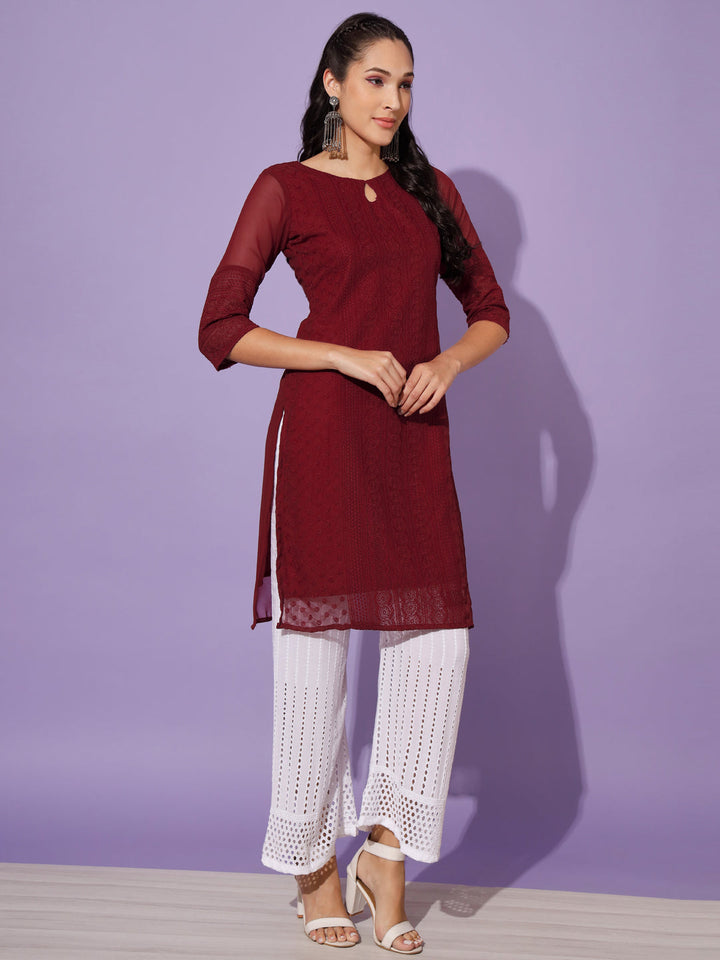 EMBROIDERY KURTI WITH PALAZZO - GREEN