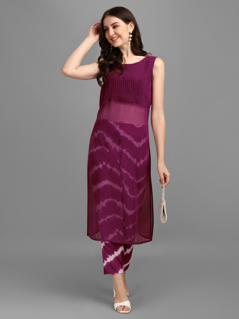 SOLID KURTI WITH PANT - RED