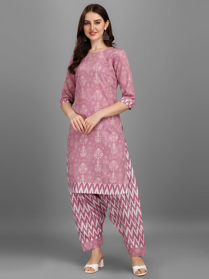 FLORAL PRINTED SALWAR KURTI SET-WINE