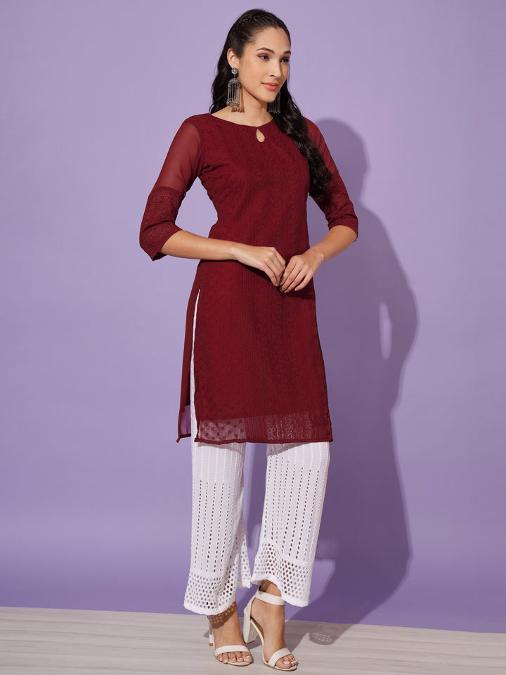 EMBROIDERY KURTI WITH PALAZZO - BLACK