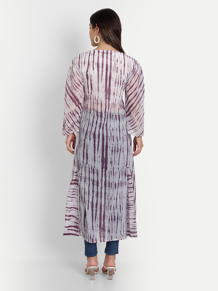 SHIBORI LONGLINE TIE-UPS SHRUG-BLUE