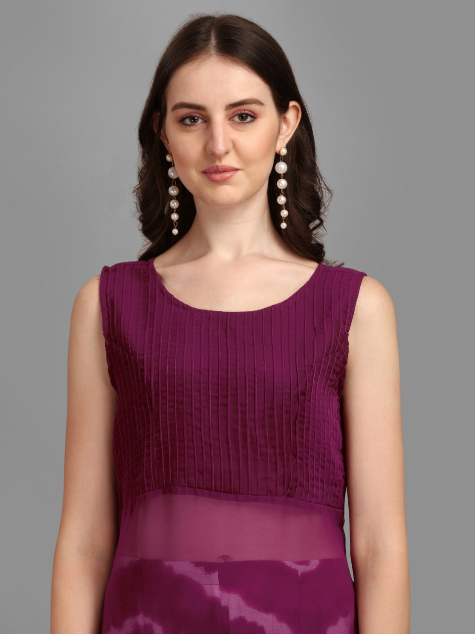 SOLID KURTI WITH PANT-WINE