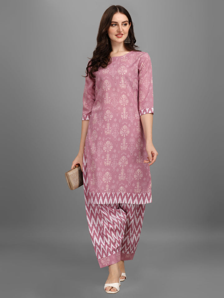 FLORAL PRINTED SALWAR KURTI SET-WINE