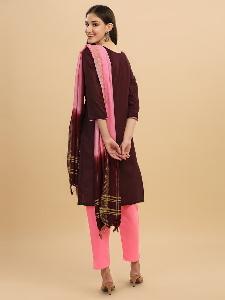 Regal Elegance: Embroidered Kurta, Pant, and Dupatta Set