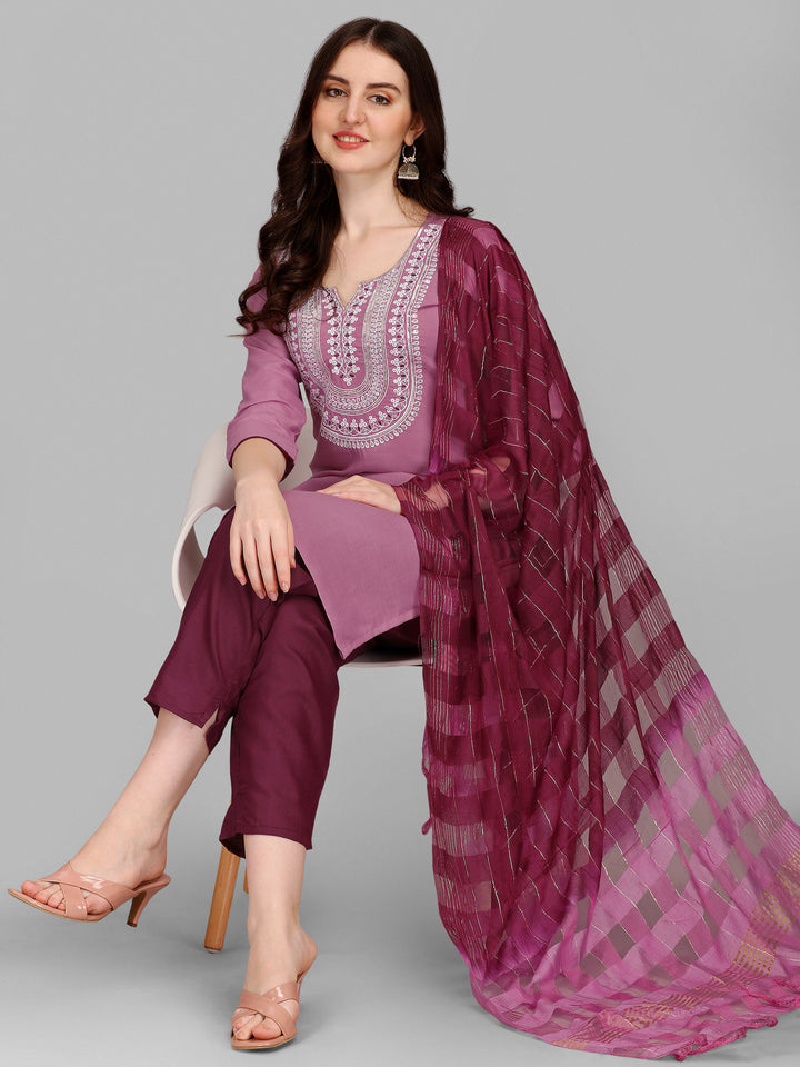 Embroidery Kurti Pant Dupatta Set