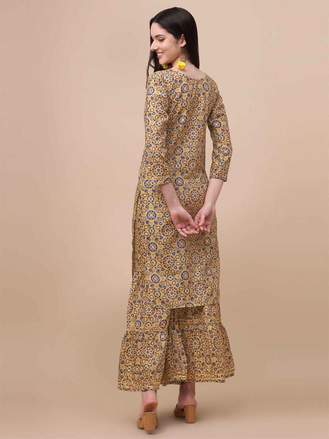 MULTI COLOR PRINTED SHARARA KURTI SET-GREEN