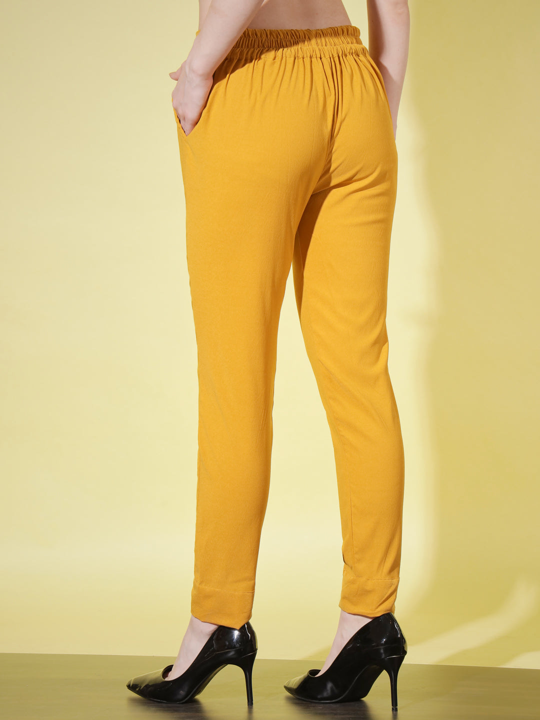 WOMEN SOLID PANT VINTAGE - PEACH