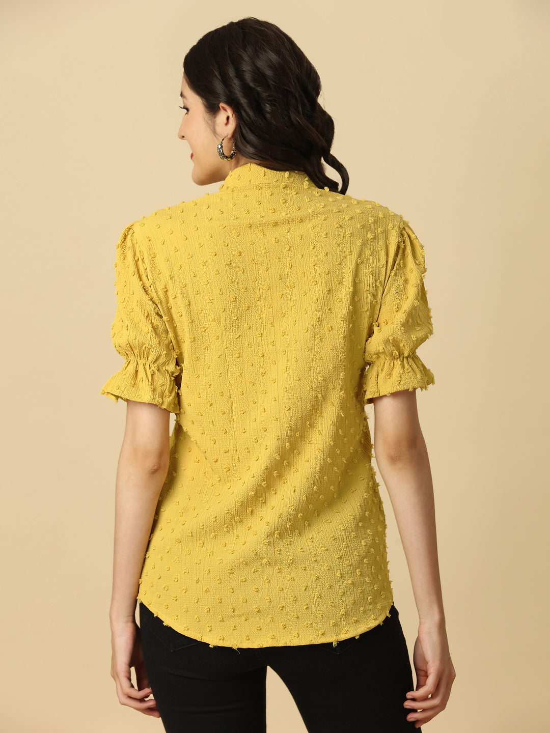 EMBELLISHED STRETCHABLE SHIRT - YELLOW