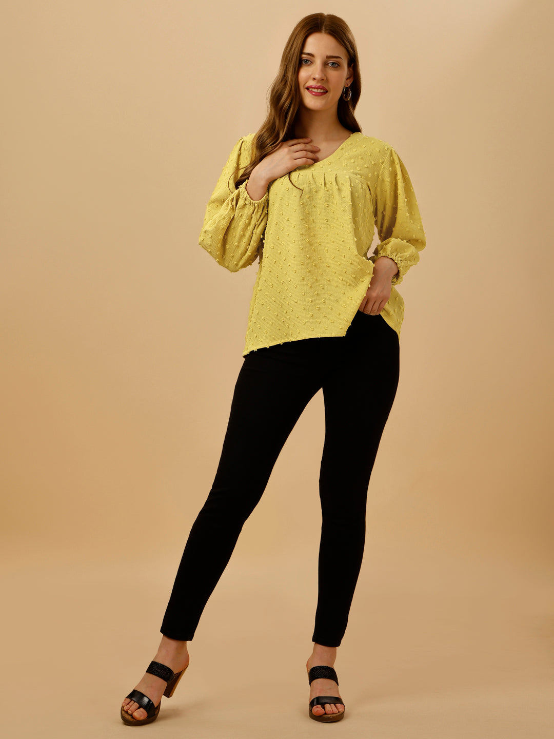 PASTEL EMBELLISHED TOP-YELLOW