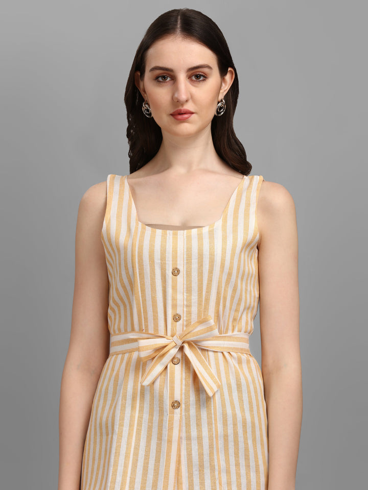 STRIPED COTTON TOP-BEIGE