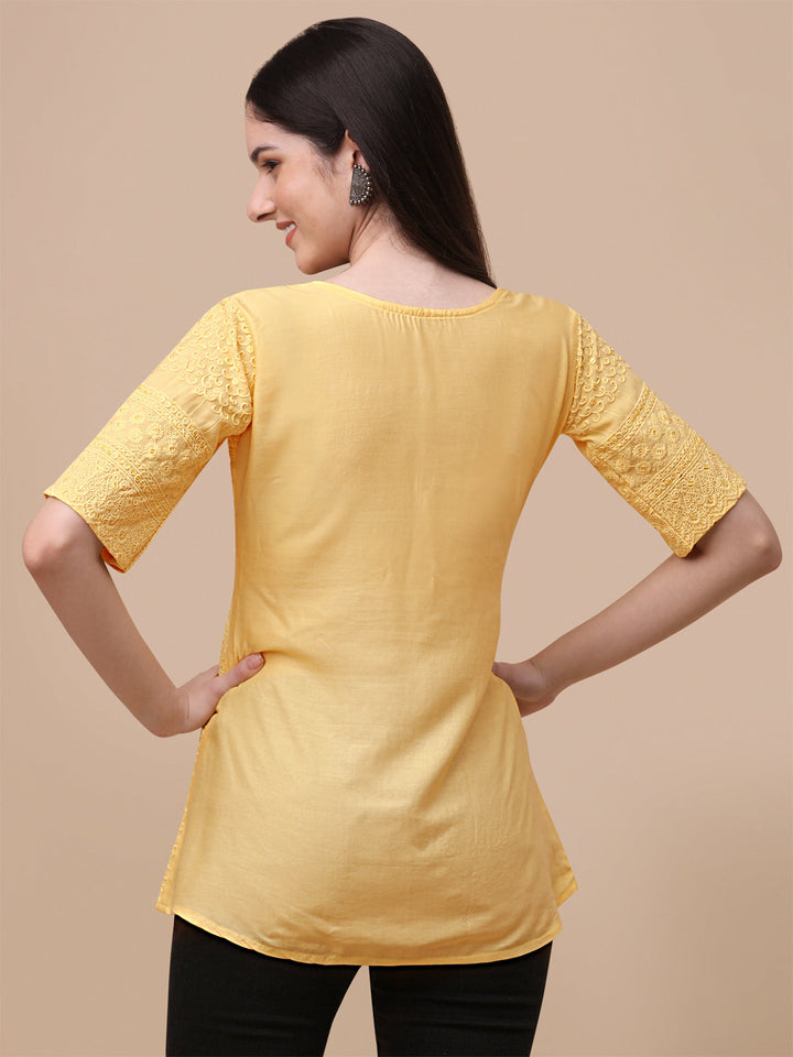 EMBROIDERY FANCY TOP - YELLOW