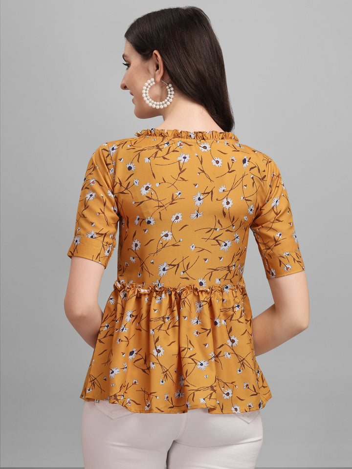 FLORAL PRINTED TOP-YELLOW