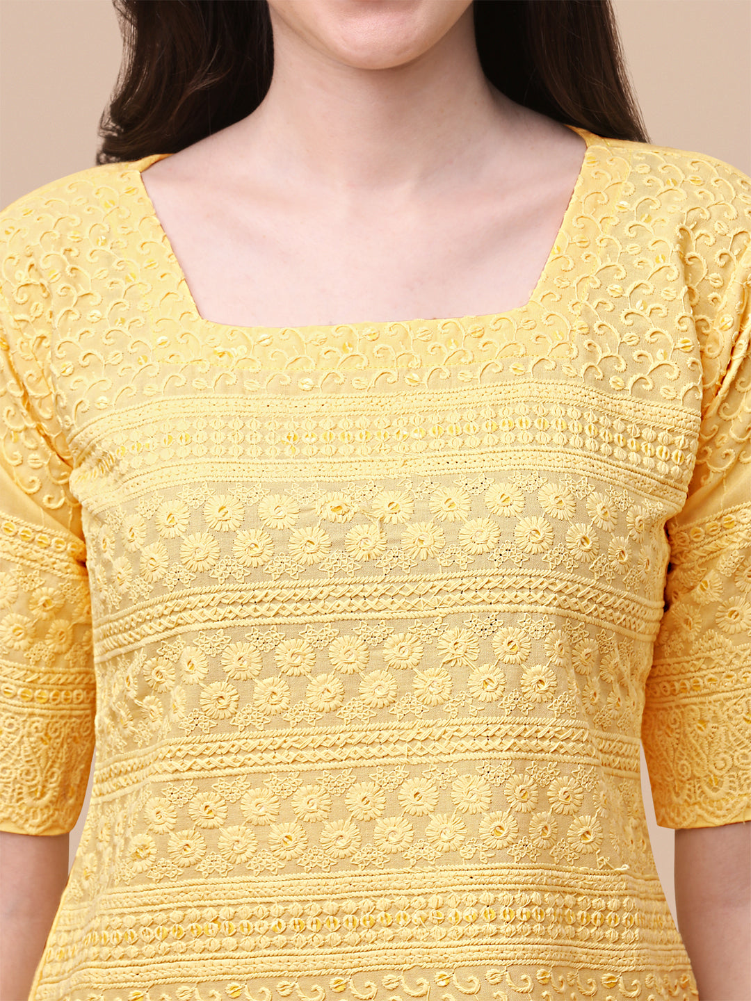 EMBROIDERY FANCY TOP - YELLOW