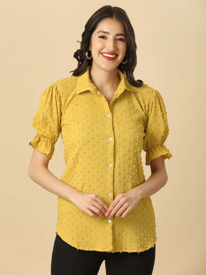 EMBELLISHED STRETCHABLE SHIRT - YELLOW