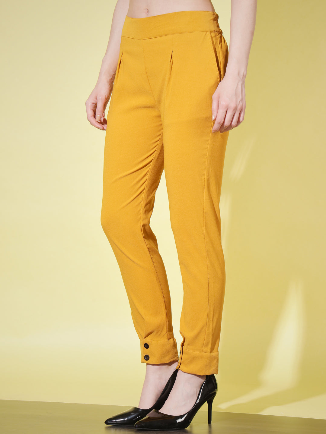 WOMEN SOLID PANT VINTAGE - PEACH