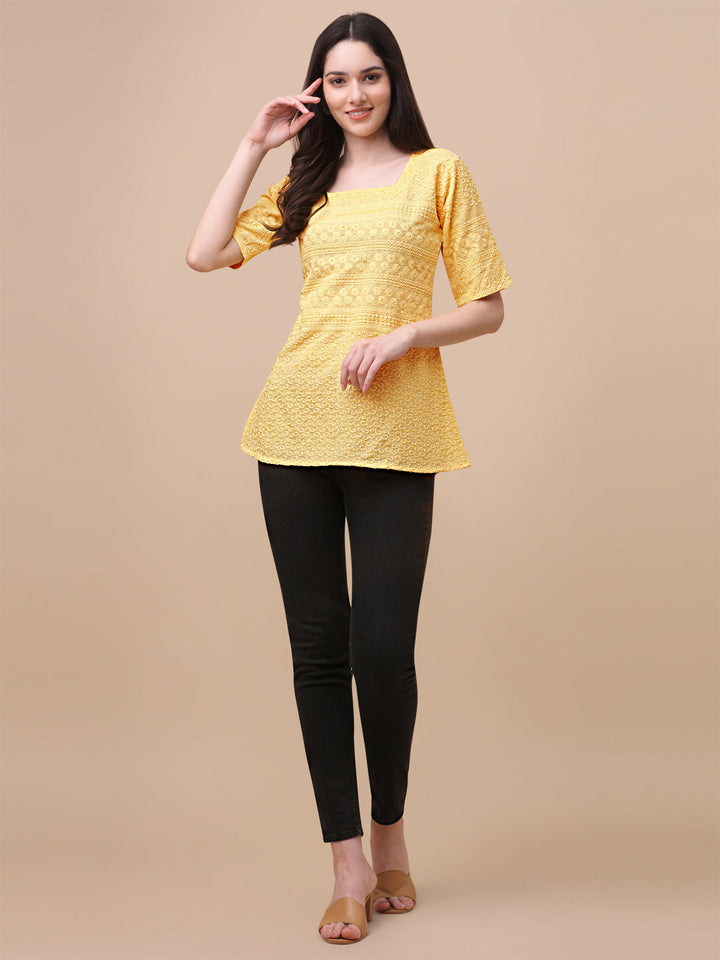 EMBROIDERY FANCY TOP - YELLOW