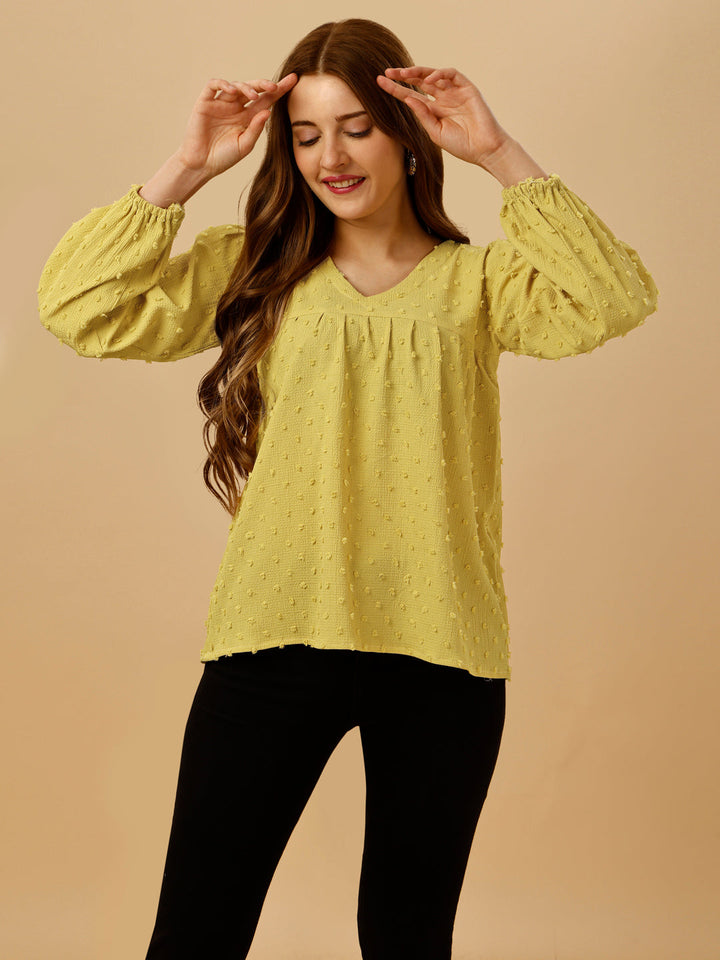 PASTEL EMBELLISHED TOP-YELLOW