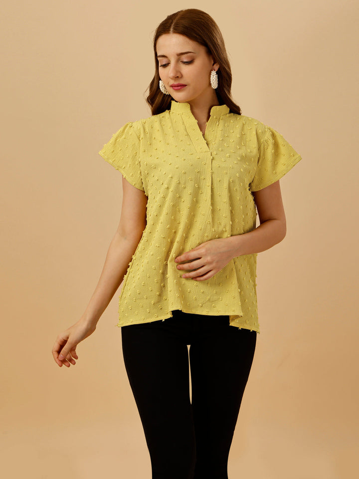 SHORT SLEEVE PASTEL TOP - YELLOW