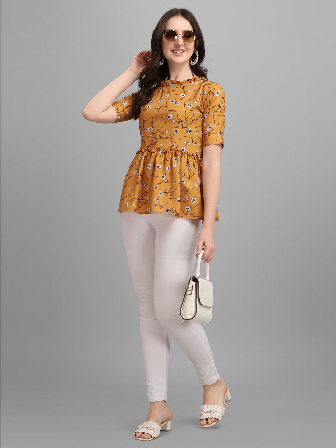 FLORAL PRINTED TOP-YELLOW