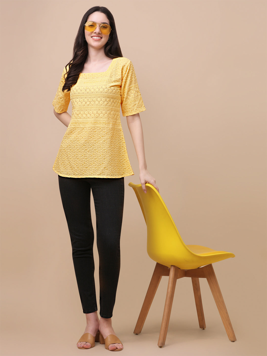 EMBROIDERY FANCY TOP - YELLOW