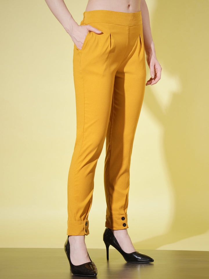 WOMEN SOLID PANT VINTAGE - YELLOW