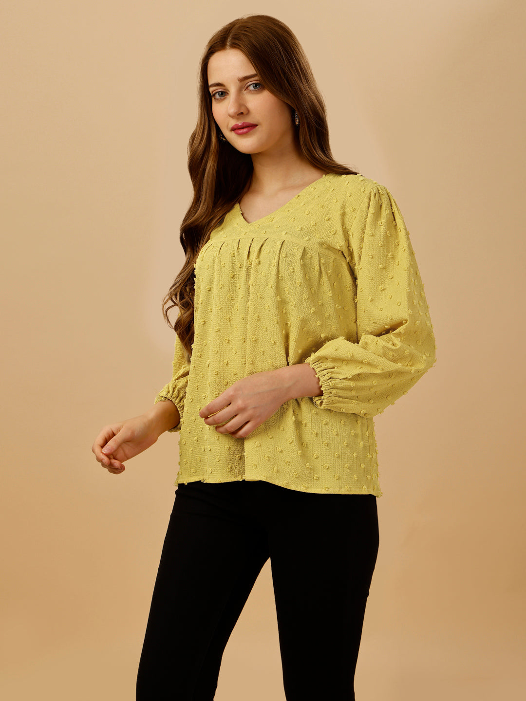 PASTEL EMBELLISHED TOP-YELLOW