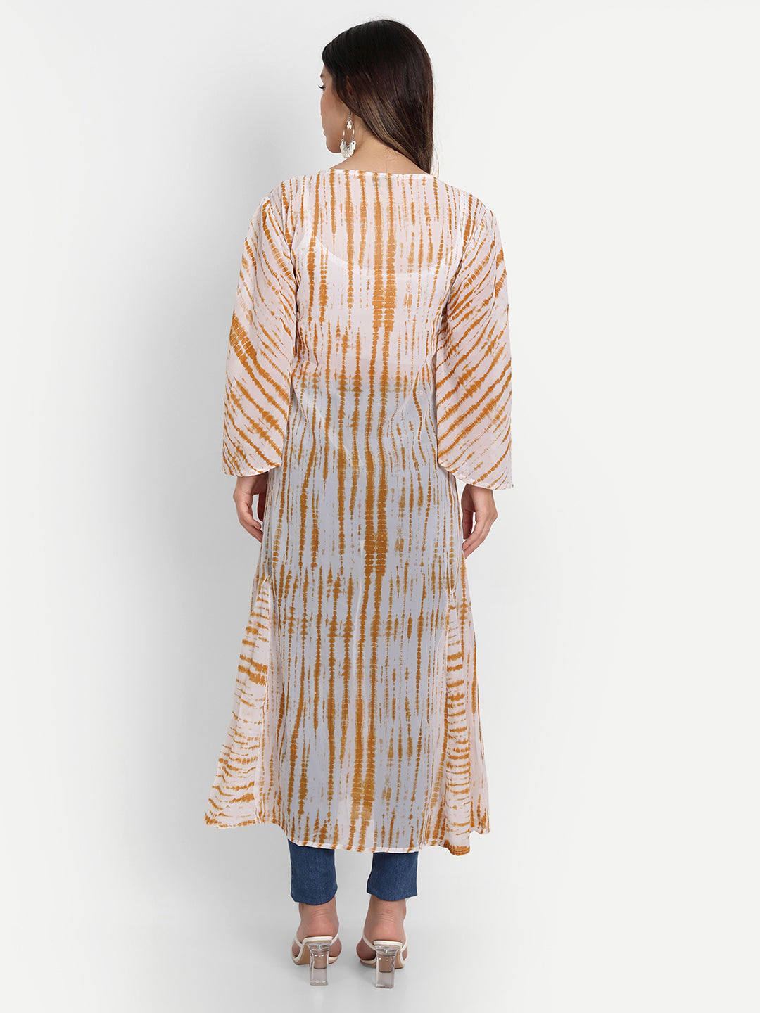 SHIBORI LONGLINE TIE-UPS SHRUG-YELLOW