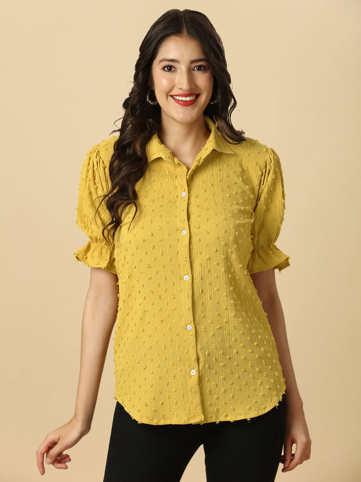 EMBELLISHED STRETCHABLE SHIRT - YELLOW