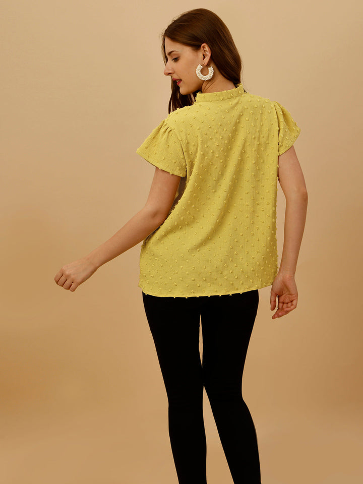 SHORT SLEEVE PASTEL TOP - YELLOW