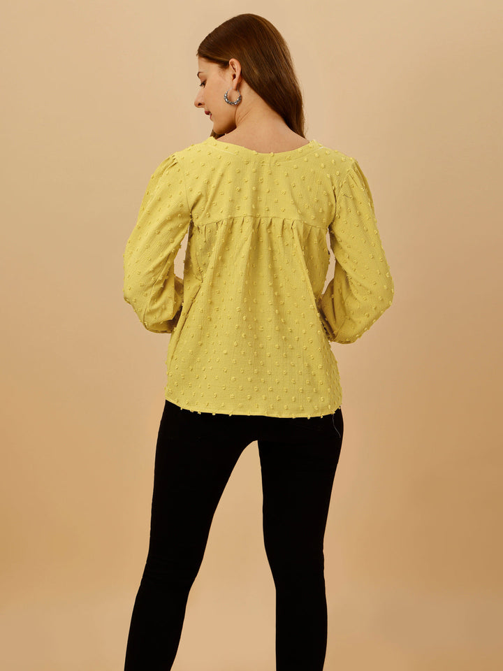 PASTEL EMBELLISHED TOP-YELLOW