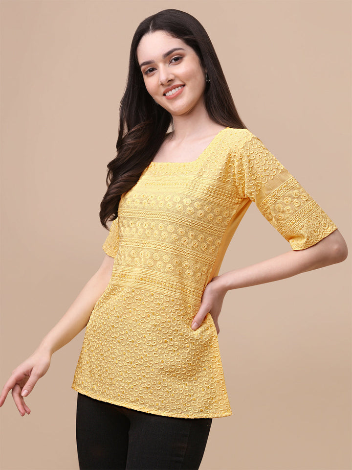 EMBROIDERY FANCY TOP - YELLOW