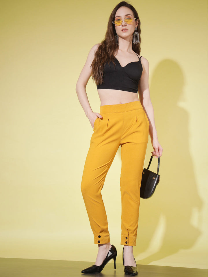 WOMEN SOLID PANT VINTAGE - PEACH