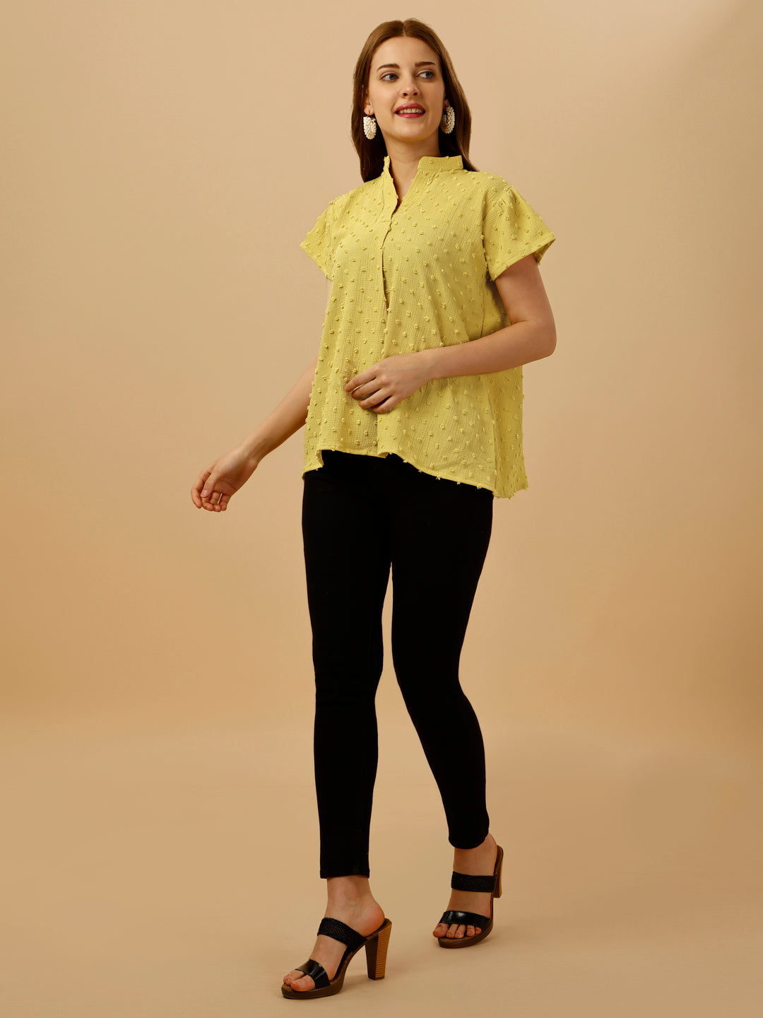 SHORT SLEEVE PASTEL TOP - YELLOW