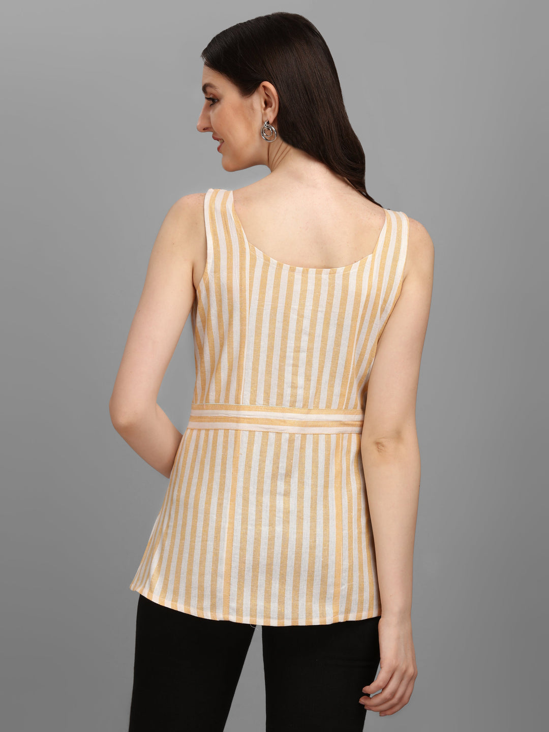 STRIPED COTTON TOP-BEIGE