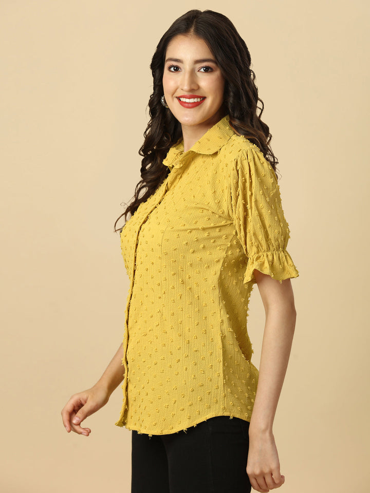 EMBELLISHED STRETCHABLE SHIRT - YELLOW