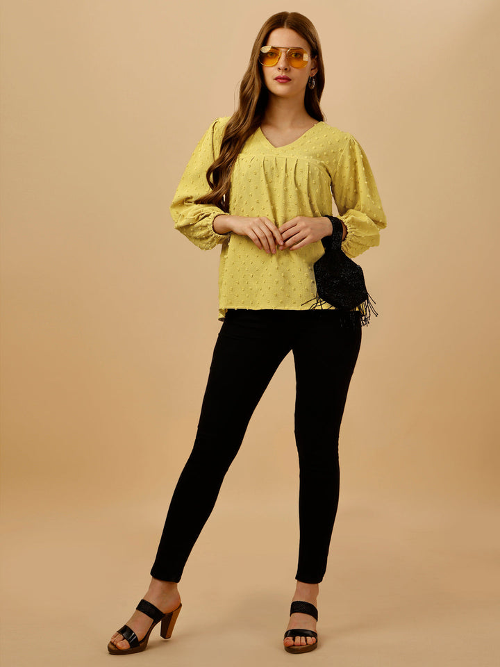 PASTEL EMBELLISHED TOP-YELLOW