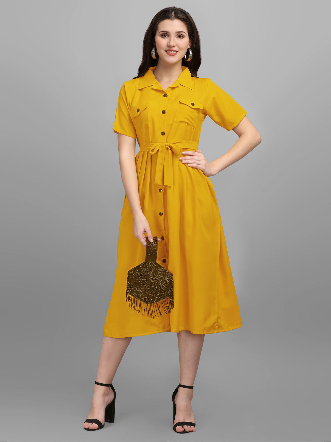 SOLID COLOURED SHIRT DRESS-RAMA